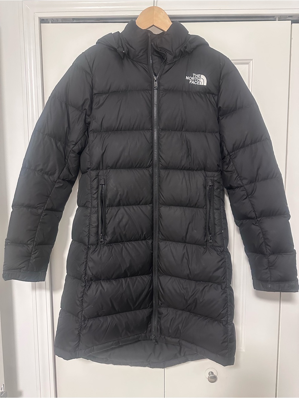 The North Face Women’s Black Quilted Hooded Long Puffer Coat